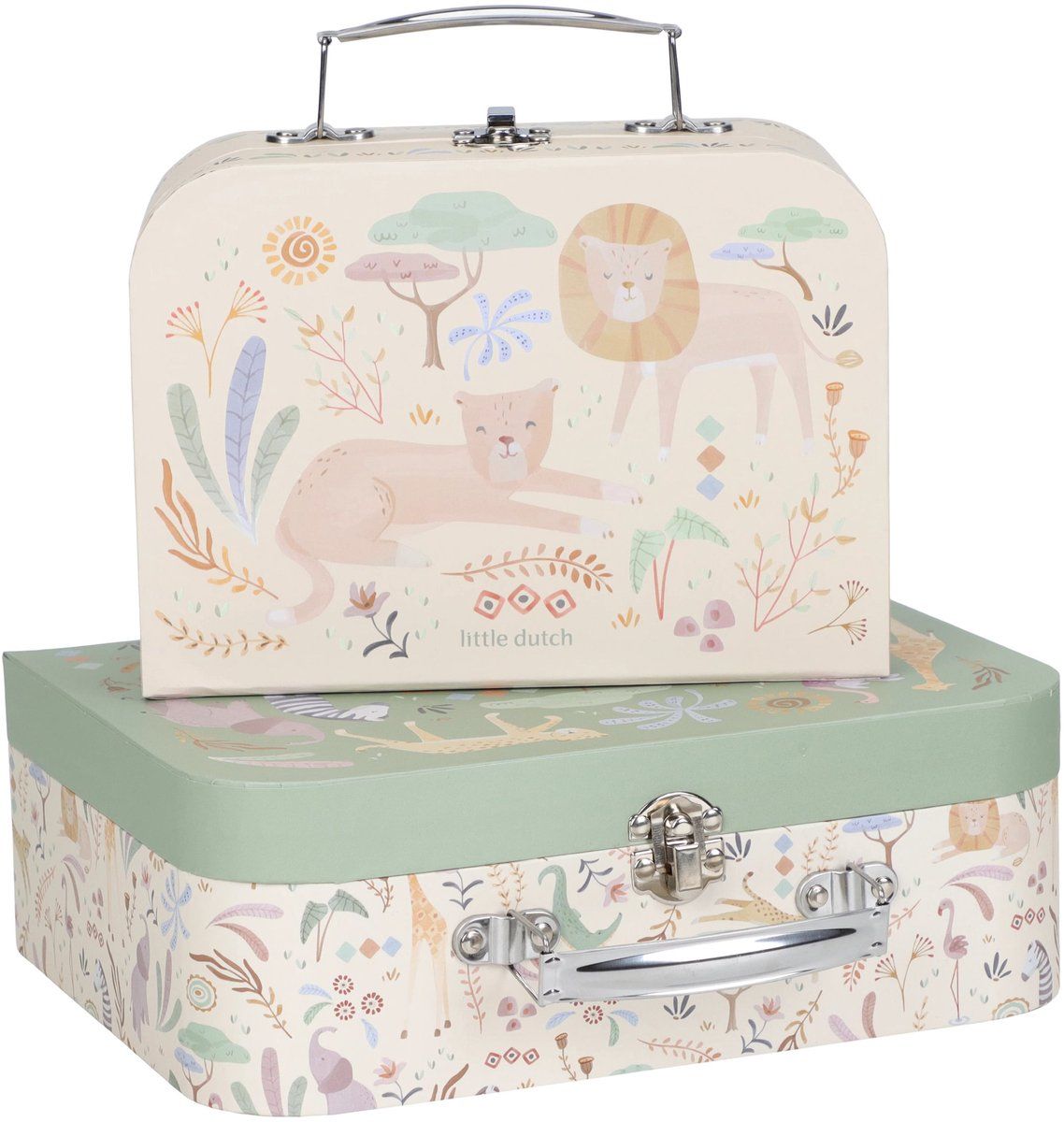 Little Dutch Kofferset - Safari Friends FSC Green, blue, red, yellow, oran LD744