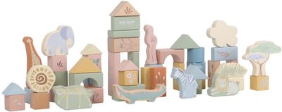 Little Dutch Houten Bouwblokken - Safari Friends Green, white LD7445
