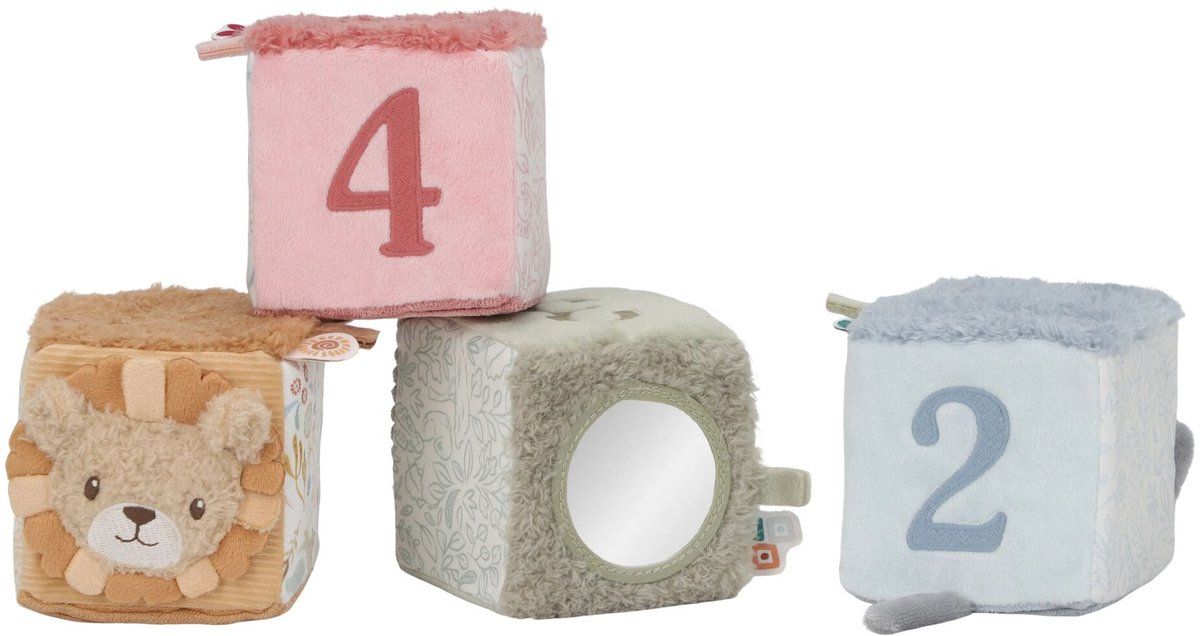 Little Dutch Zachte blokkenset - Safari Friends pink, blue, yellow, green, bro L