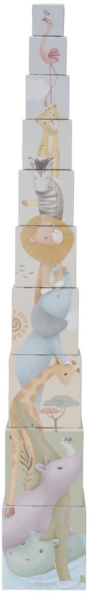 Little Dutch Stapeltoren - Safari Friends FSC Green, blue, red, yellow, oran LD7