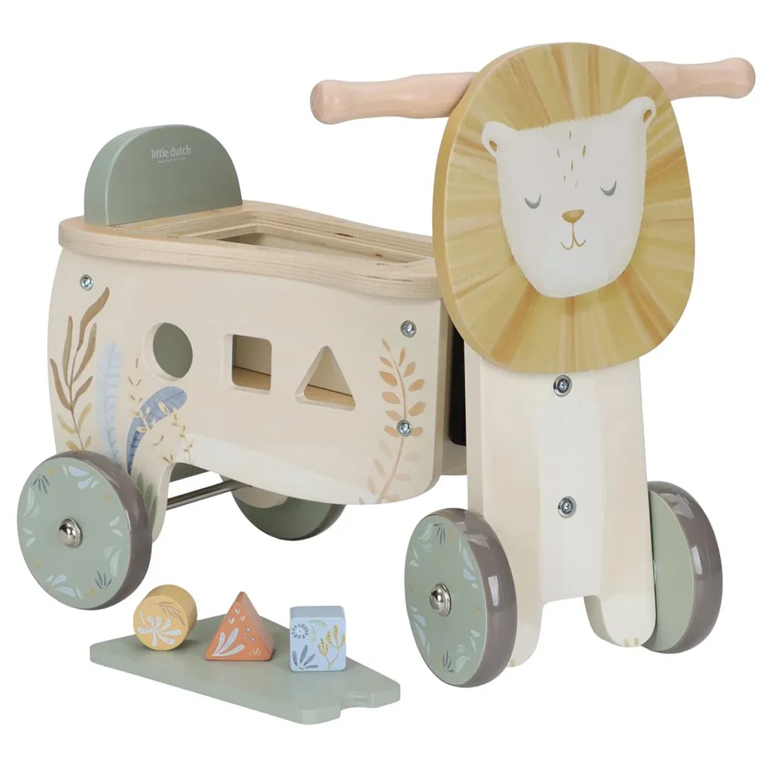 Little Dutch Loopfiets Leeuw - Safari Friends FSC Green, blue, red, yellow, oran