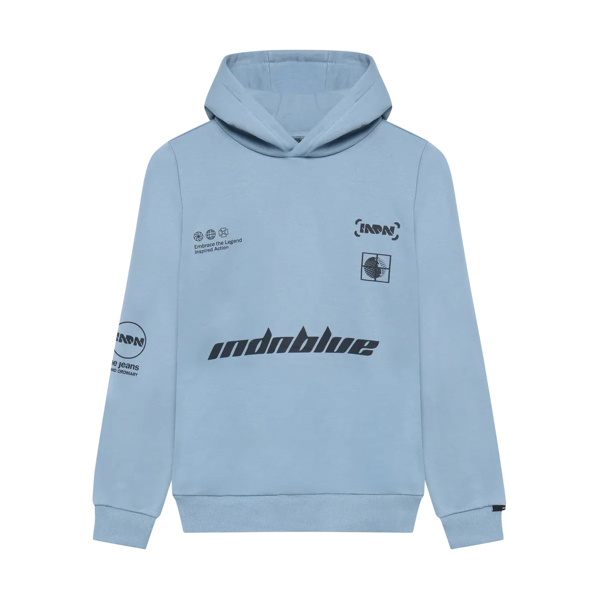 Indian Blue Jeans Hoodie Indian Blue Brushed Mid Blue Ash 960847