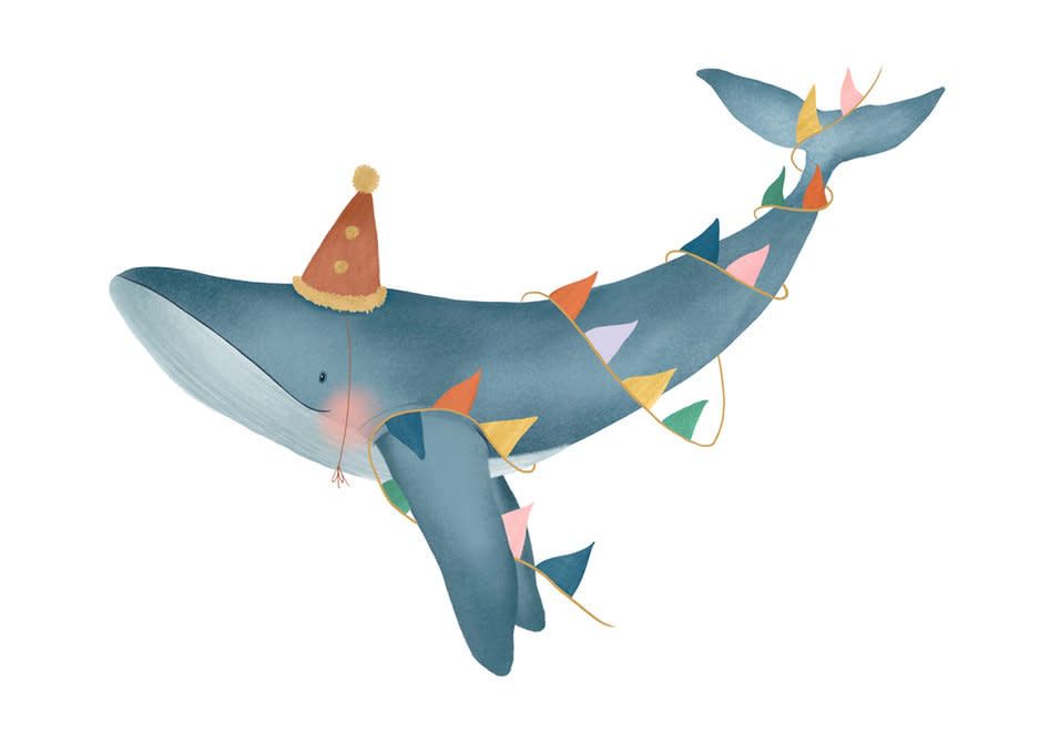 Getekend door Zusje Kaart groot - Walvis  Walvis