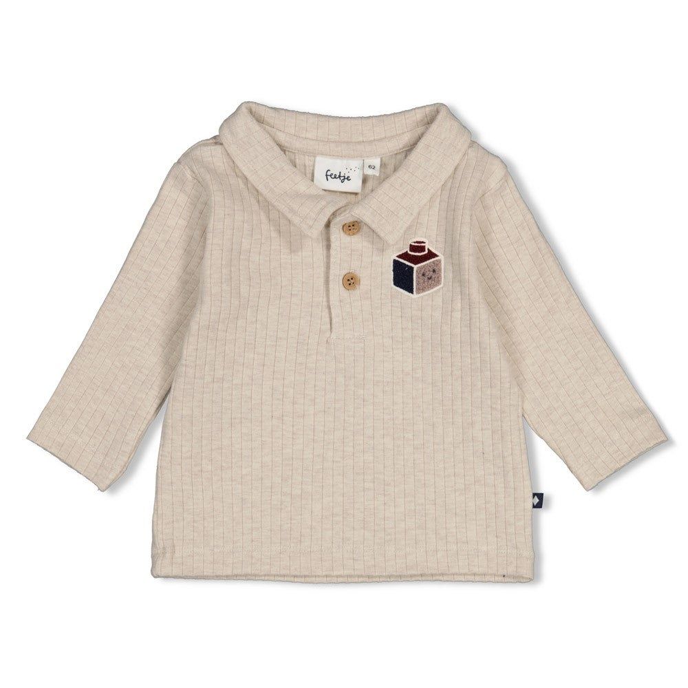 Feetje Polo rib - Built for Fun Offwhite melange 51602862