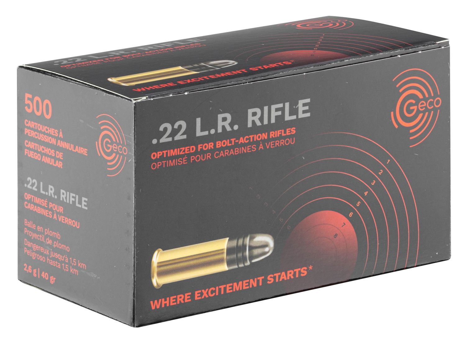 Geco 22 LR 40gr Rifle 500rds