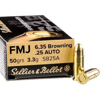 S&amp;B 25 Auto (6.35 Browning) 50gr FMJ