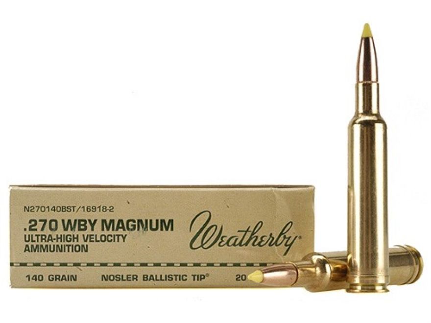 Weatherby 270 Wby Mag 140gr Nosler Ballistic Tip