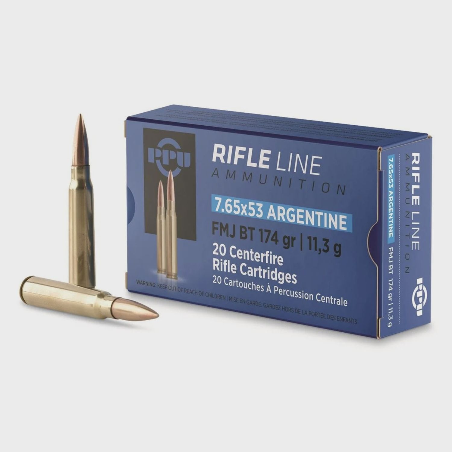 PPU Rifleline FMJ 7.65x53 Argentine 174gr FMJ BT