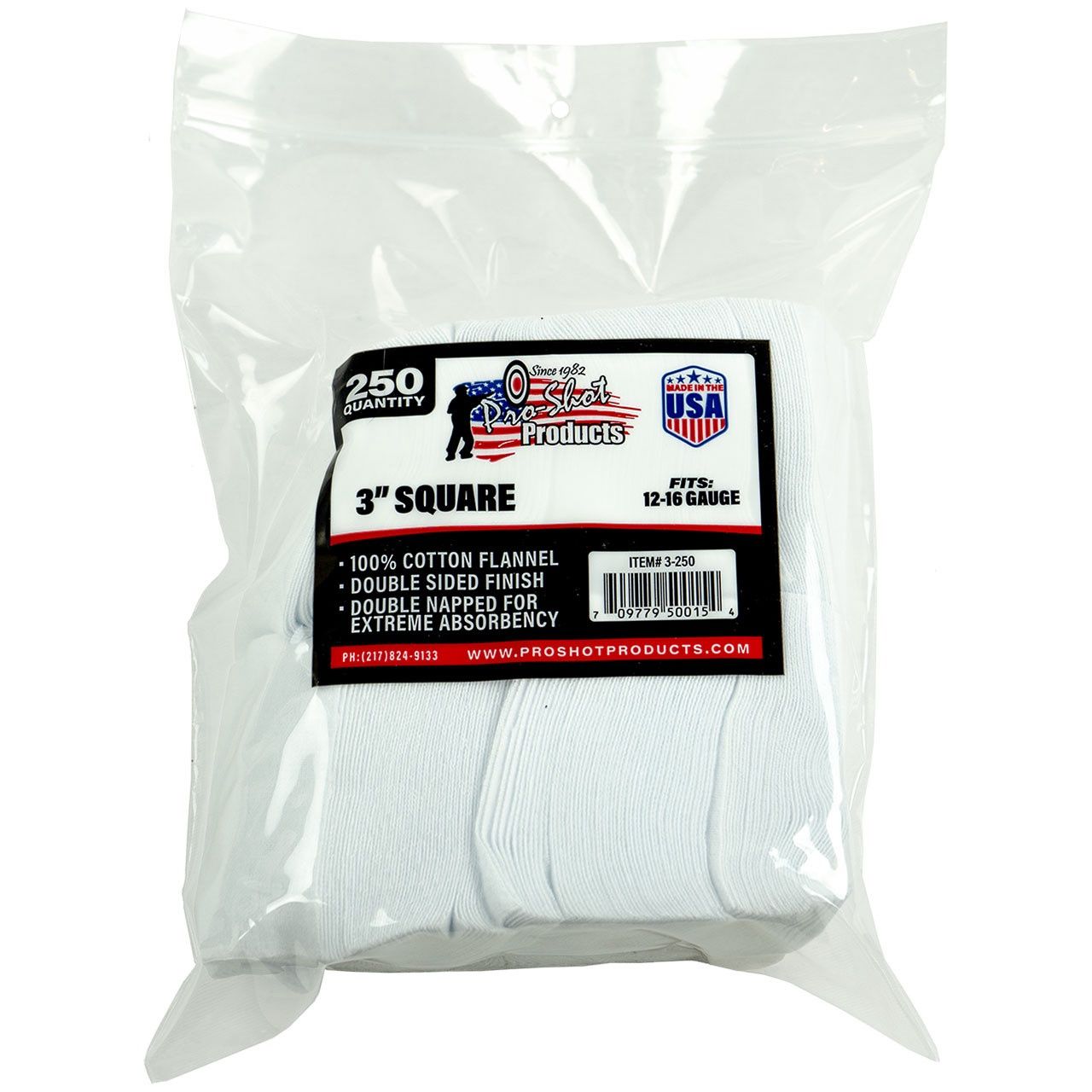 Pro-Shot 12-16ga Patches 3" 250Ct 3-250