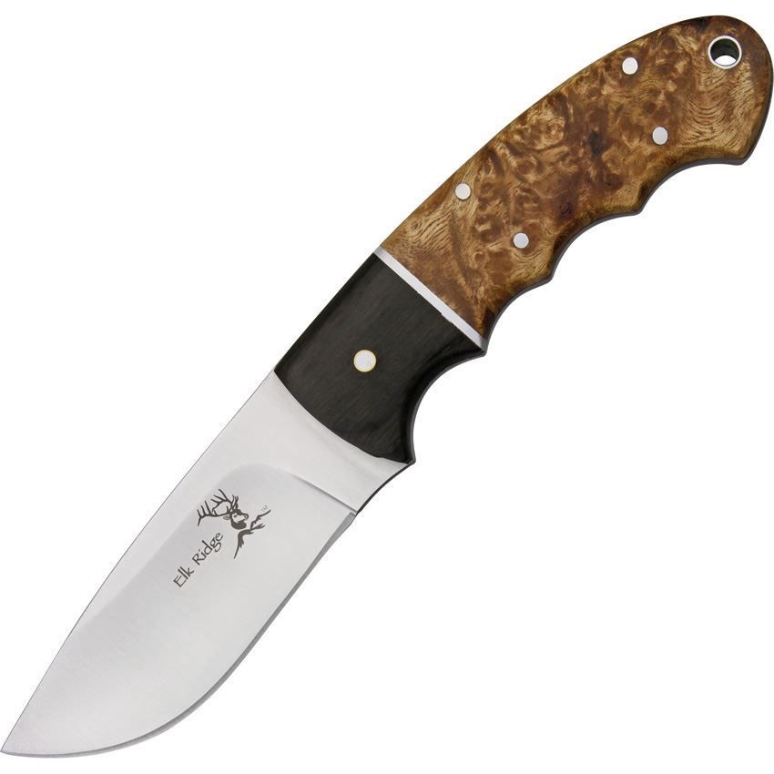 Elk Ridge Fixed Blade Burl Wood Handle 8" ER-128