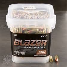 CCI Blazer Brass 9mm Luger FMJ 115gr 500pk