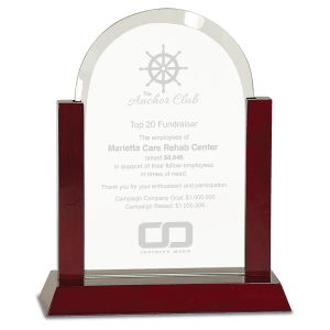 SKU: GG29 - 9" Gateway Jade Dome Glass Award with Rosewood Finish Base