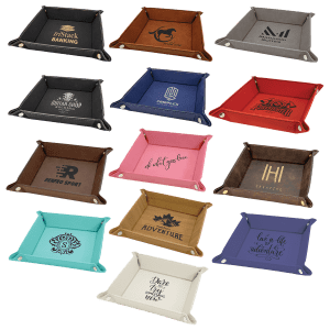 6" x 6" Laserable Leatherette Snap Up Tray Sample Set