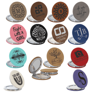 2 1/2" Laserable Leatherette Compact Mirror