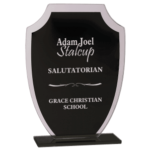 SKU: RFG22 - 7 1/4" Black Shield Reflection Glass Award