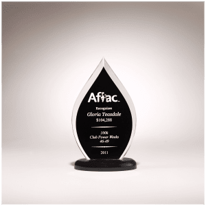 SKU: A6821 - 5 1/2" x 9" Flame Series Clear Acrylic with Black Silk Screened Back and Black Base