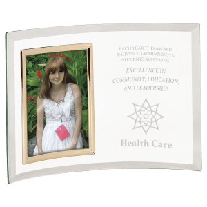 SKU: CE6504 - 10" x 7" Jade Glass Crescent with 3 1/2" x 5" Picture Frame