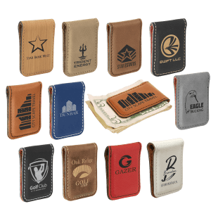 1 3/4" x 2 1/2" Laserable Leatherette Money Clip Sample Set