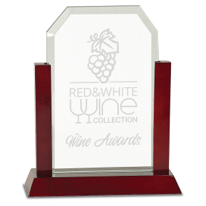 SKU: GG39 - 9" Gateway Jade Clip Corner Glass Award with Rosewood Finish Base