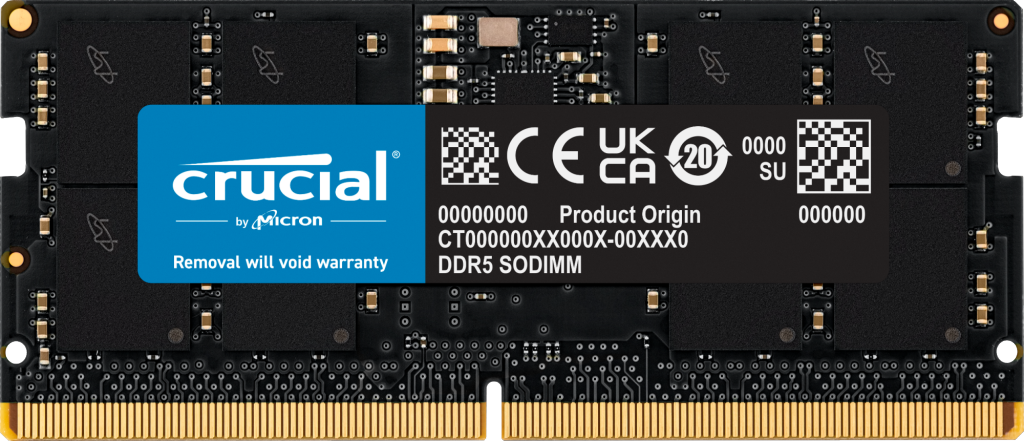 Memoria RAM DDR5 SODIMM Crucial 16GB 4800MHz – Rendimiento rápido para portátiles