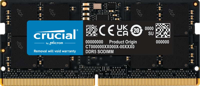 Memoria RAM DDR5 SODIMM Crucial 16GB 4800MHz – Rendimiento rápido para portátiles