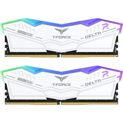 Memoria RAM DDR5 TEAMGROUP T-FORCE DELTA RGB 32GB (2x16GB) 6400MHz CL32 – Blanca, Alto Rendimiento y Estilo Gaming