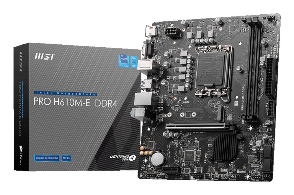 PLACA BASE MSI PRO H610M-E D4 – Micro-ATX LGA 1700 | DDR4, M.2 NVMe, Gigabit LAN, Audio 7.1