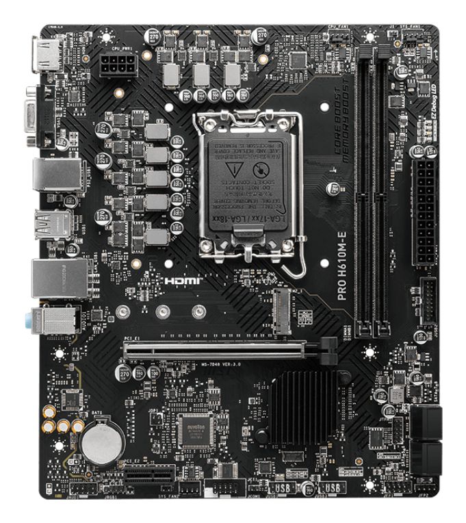 PLACA BASE MSI PRO H610M-E – Micro-ATX LGA 1700 | DDR5, M.2 NVMe, RAID, LAN 2.5GbE