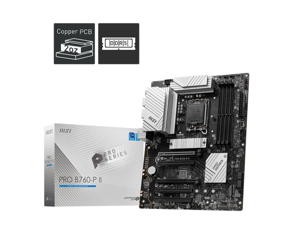 PLACA BASE MSI PRO B760-P II – ATX LGA 1700 | DDR5 256GB, PCIe 4.0, 2.5GbE, RAID