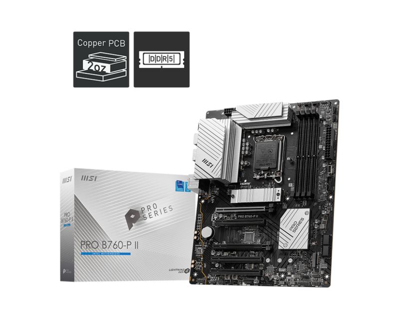 PLACA BASE MSI PRO B760-P II – ATX LGA 1700 | DDR5 256GB, PCIe 4.0, 2.5GbE, RAID