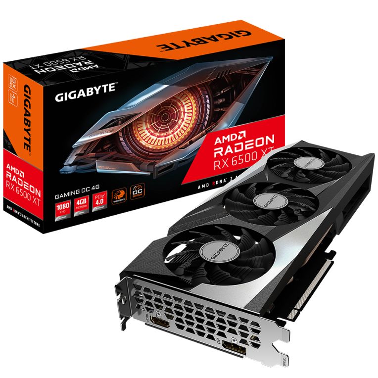 Tarjeta Gráfica GIGABYTE Radeon RX 6500 XT Gaming OC 4GB – Rendimiento gaming eficiente con triple ventilador