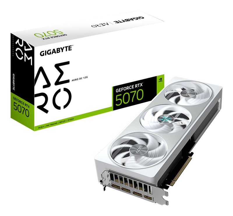 ⚪🎮 Tarjeta Gráfica GIGABYTE GeForce RTX 5070 AERO OC 12GB – GDDR7, WINDFORCE y PCIe 5.0