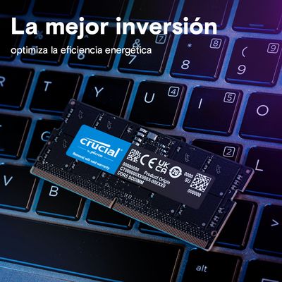 Memoria RAM DDR5 SODIMM Crucial 16GB 4800MHz – Rendimiento rápido para portátiles
