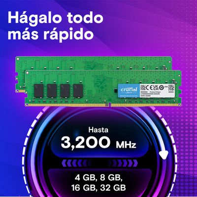 Memoria RAM DDR4 Crucial 8GB 3200MHz – Rendimiento básico y fiable para tu PC