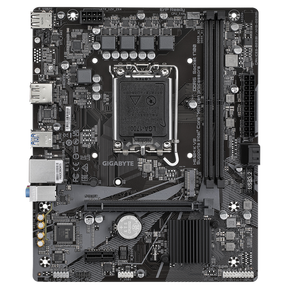 Placa Base GIGABYTE H610M K V2 LGA1700 DDR5 – mATX económica con soporte Intel 12ª/13ª/14ª Gen