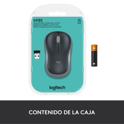 RATON LOGITECH M185 NEGRO GRIS RF INALAMBRICO PILAS