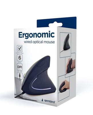 RATON GEMBIRD MUS-ERGO-01 ERGONOMICO 3200 DPI NEGRO USB