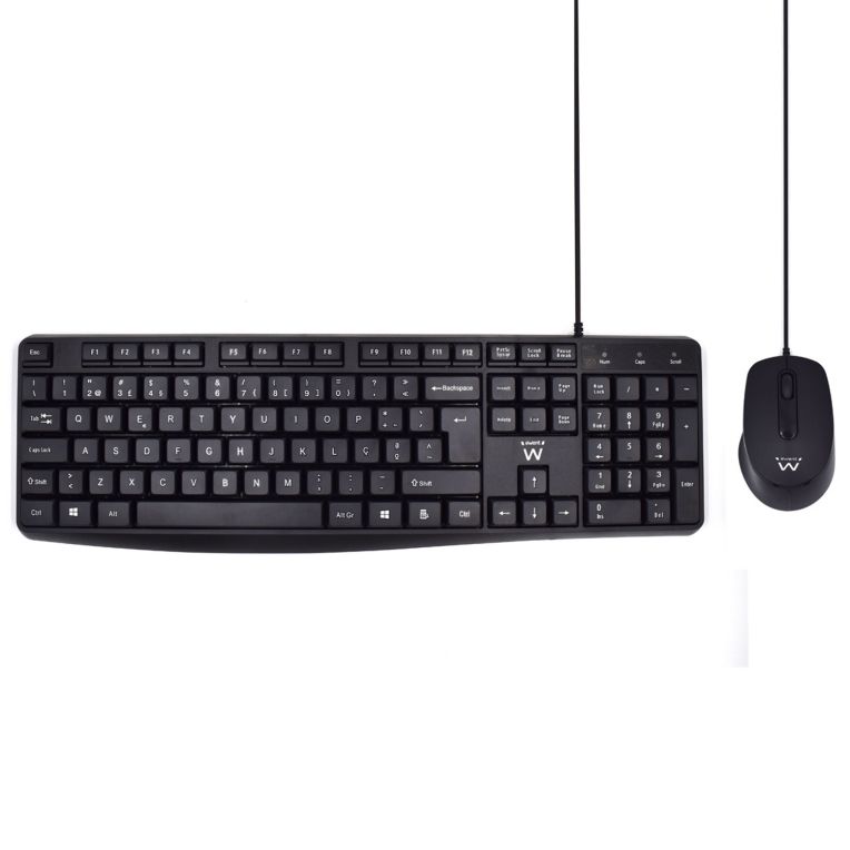 COMBO TECLADO RATON EWENT PORTUGUES ESCRITURA SILENCIOSAUSB NEGRO