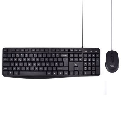 COMBO TECLADO RATON EWENT PORTUGUES ESCRITURA SILENCIOSAUSB NEGRO