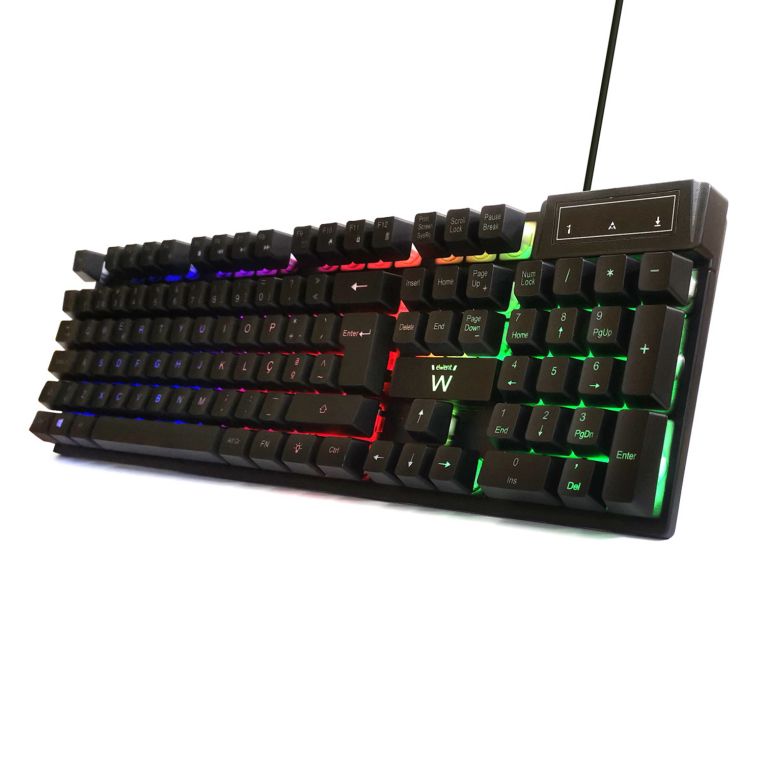 TECLADO GAMING EWENT PT USB RETROILUMINADO MEMBRANA NEGRO