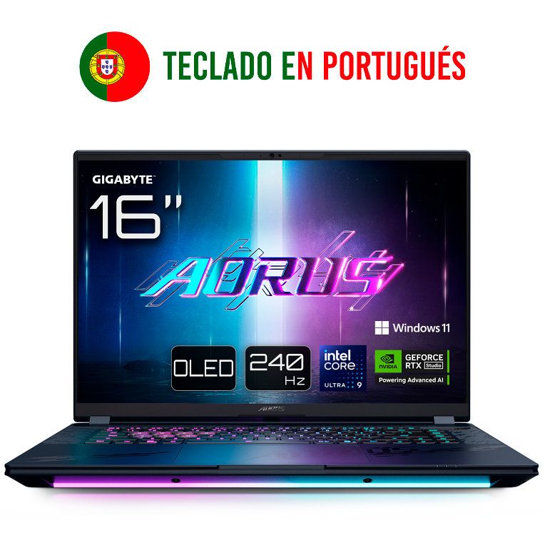 Portatil Gigabyte Aorus Master 16 U9-275Hx Rtx 5090 32Gb 1Tb 16"Oled W11P - GIGABYTE Alto Rendimiento