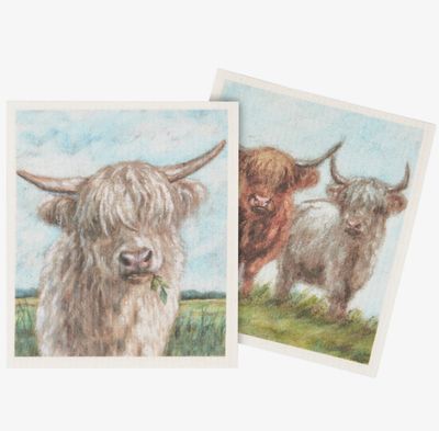 Highland Cows Swedish Dishcloth Set