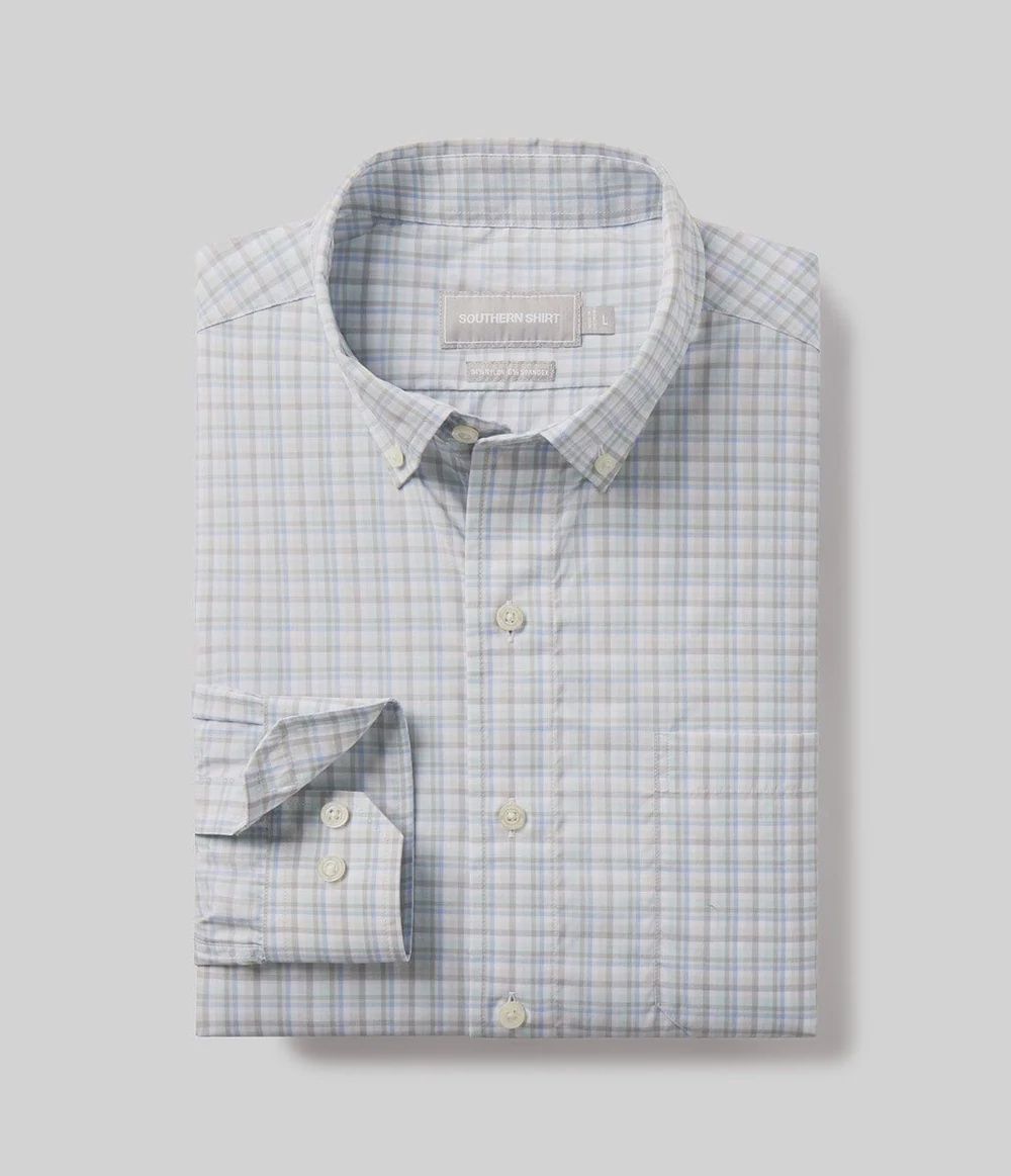 Brookside Plaid LS Button Up, Color: Moonlight, Size: Medium