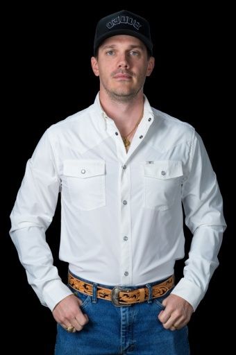 CORE - MEN&#39;S WHITE LONG SLEEVE SNAP SHIRT
