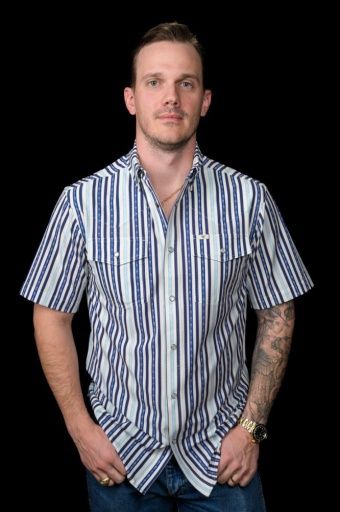 THE WYATT - BLUE SHORT SLEEVE SNAP, Size: Medium