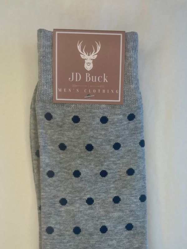 Grey Navy Dot Socks