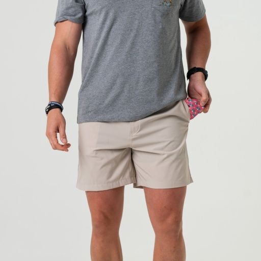 EVERYDAY SHORT, Colour: LIGHT KHAKI - AMERICAN FLAG POCKET, Size: Small 7&quot; (THE ORIGINAL)