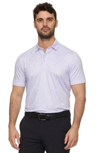 ATMORE SS WAVE PRINT PERFORMANCE POLO, Colour: white/lavender, Size: S
