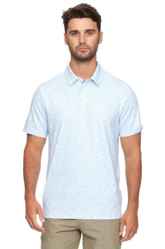 COBBTOWN FLORAL PRINT PERFORMANCE POLO, Color: white combo, Size: S