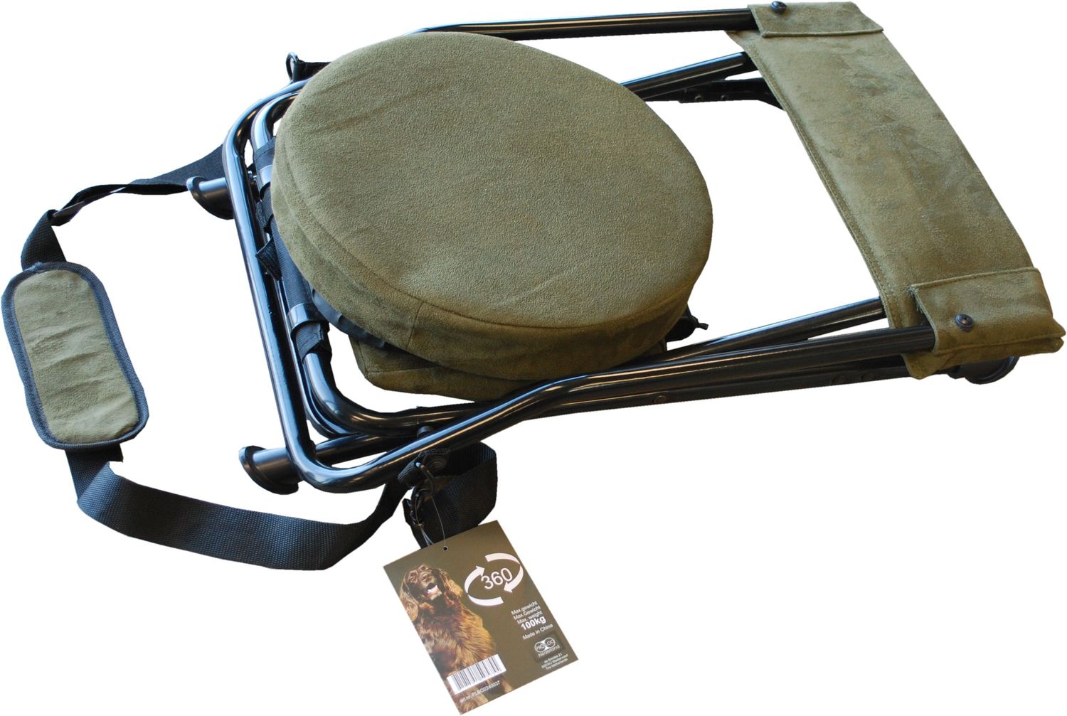 Draaibare stoel Heavy Duty 360dgr donkergroen faux suede fabric.